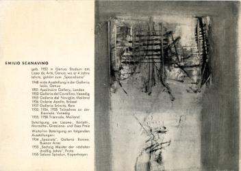 Catalogo per la mostra Scanavino Galerie Schmela, Dusseldorf, 3-20 Aprile, 1959 | Catalogue for the Scanavino exibition, Galerie Schmela, Dusseldorf,  3-20 April, 1959